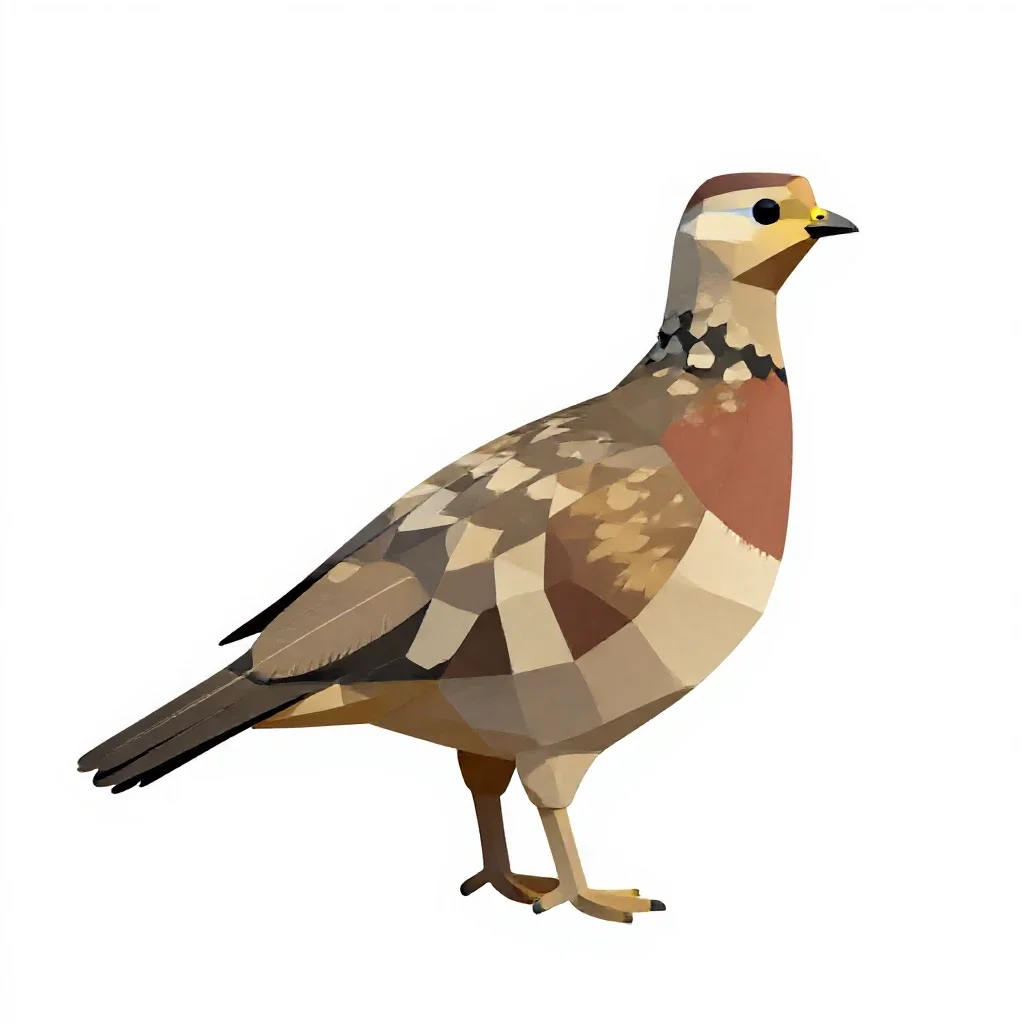 Pin-tailed sandgrouse isolated on a white background