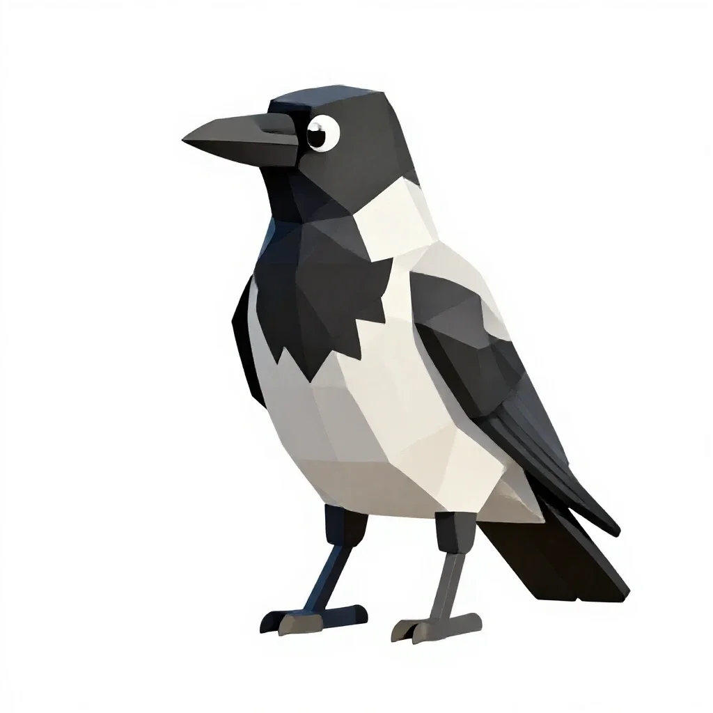 Piping crow isolated on a white background