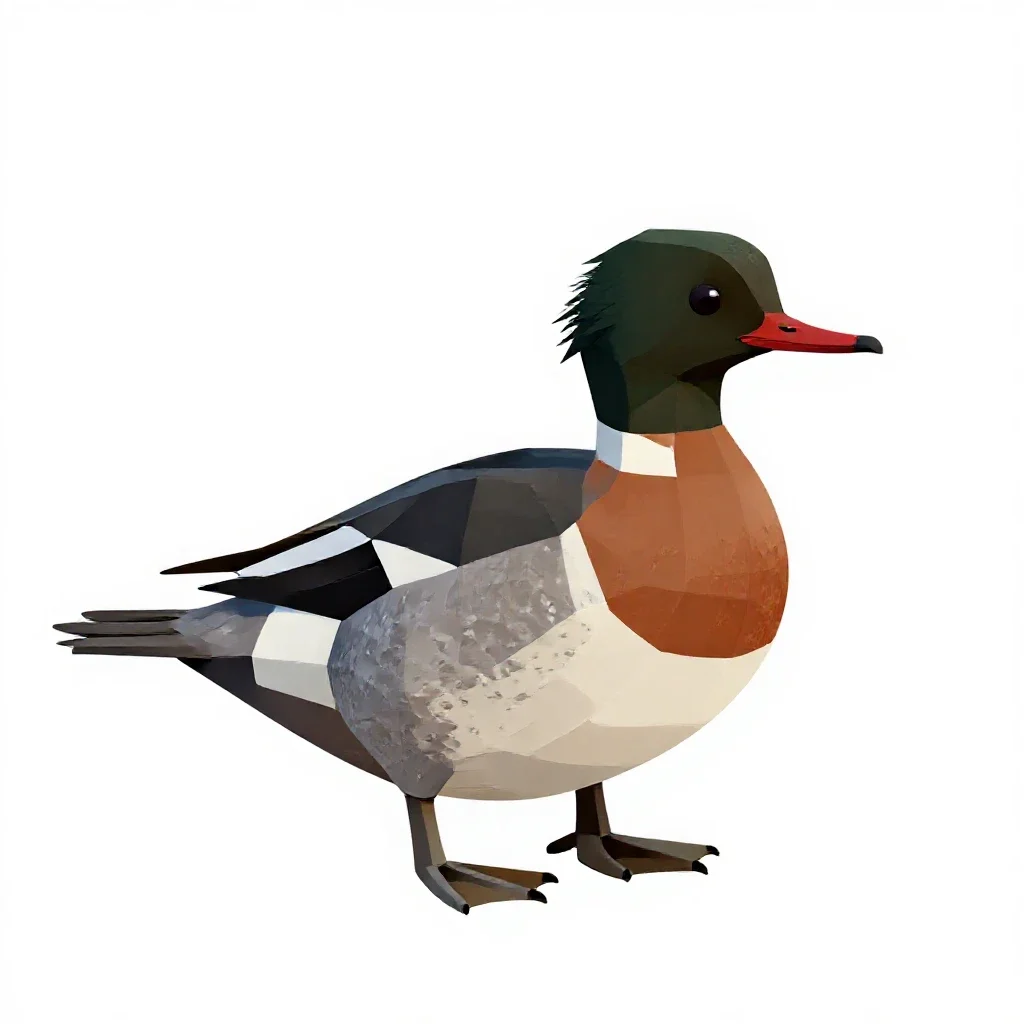 Red-breasted merganser isolated on a white background