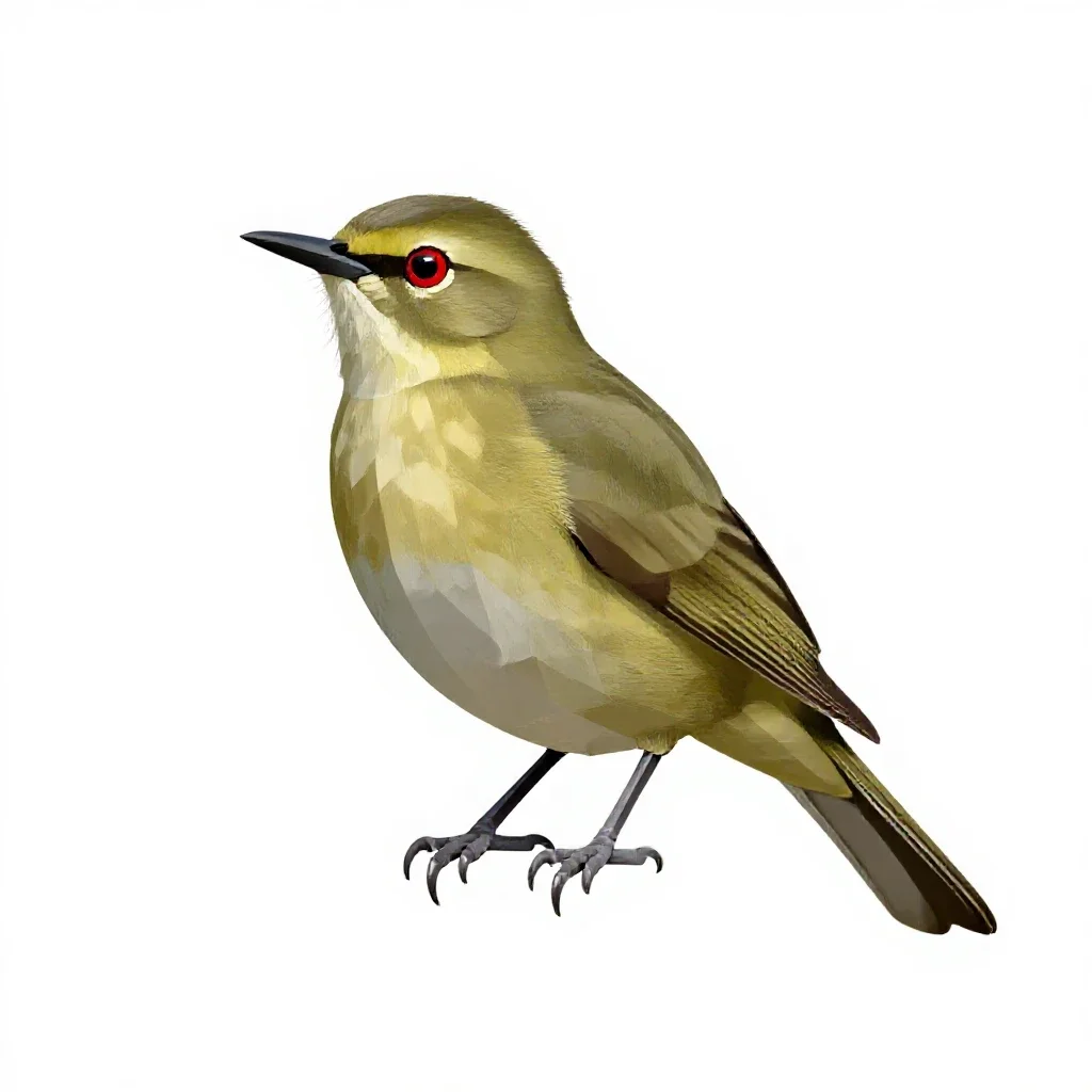 Red-eyed vireo isolated on a white background