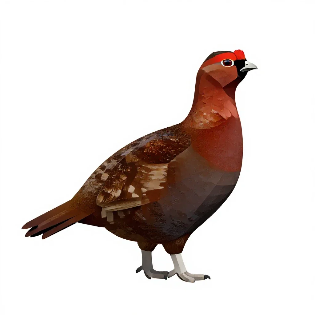 Red grouse isolated on a white background
