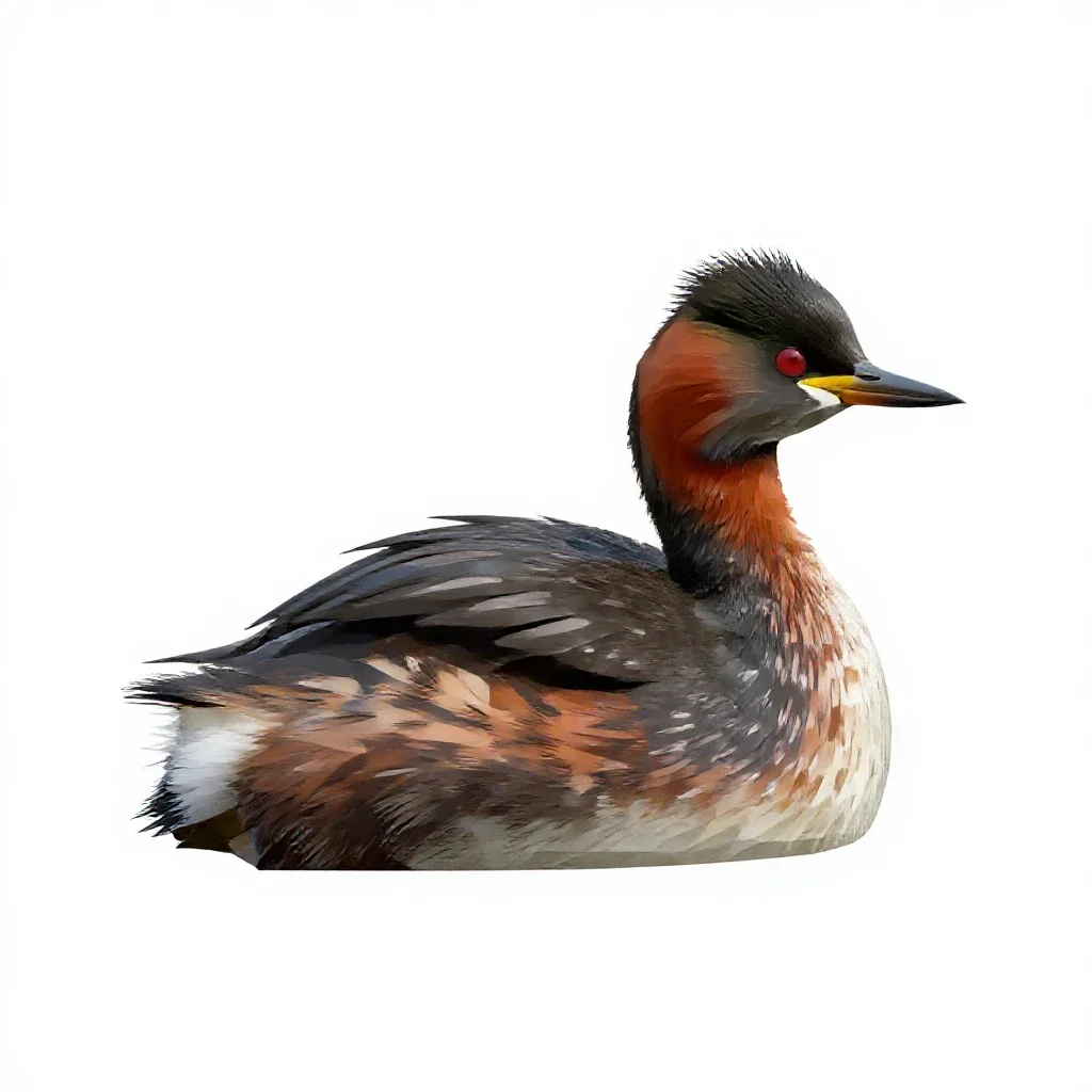 Red-necked grebe isolated on a white background