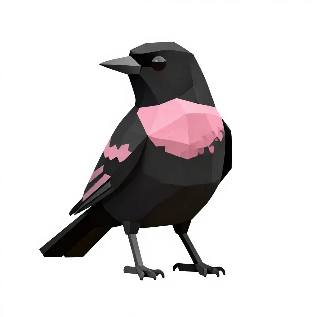 Rose-colored starling isolated on a white background
