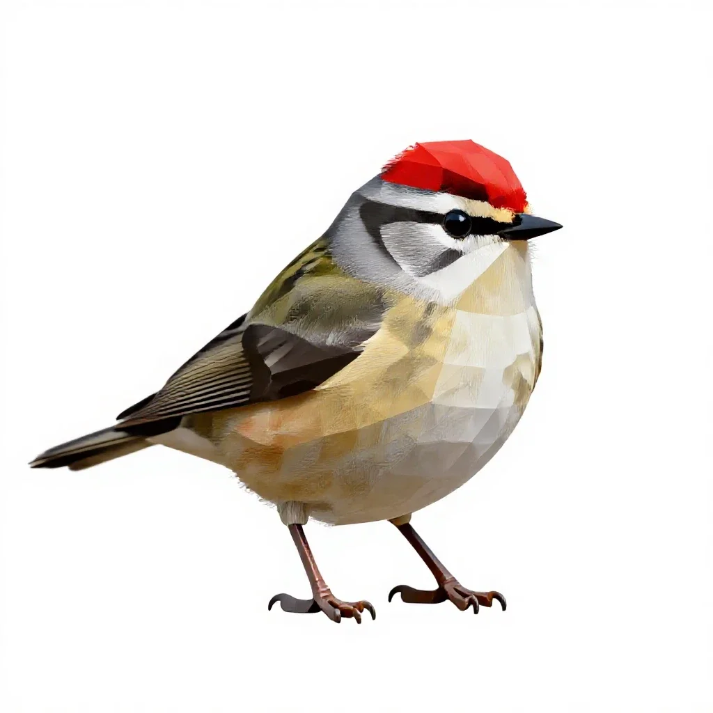 Ruby-crowned kinglet isolated on a white background