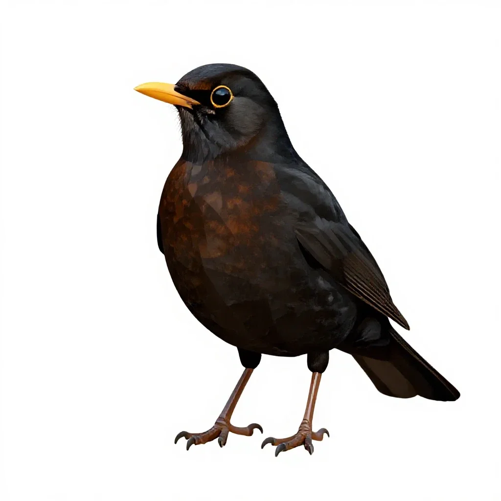 Rusty blackbird isolated on a white background
