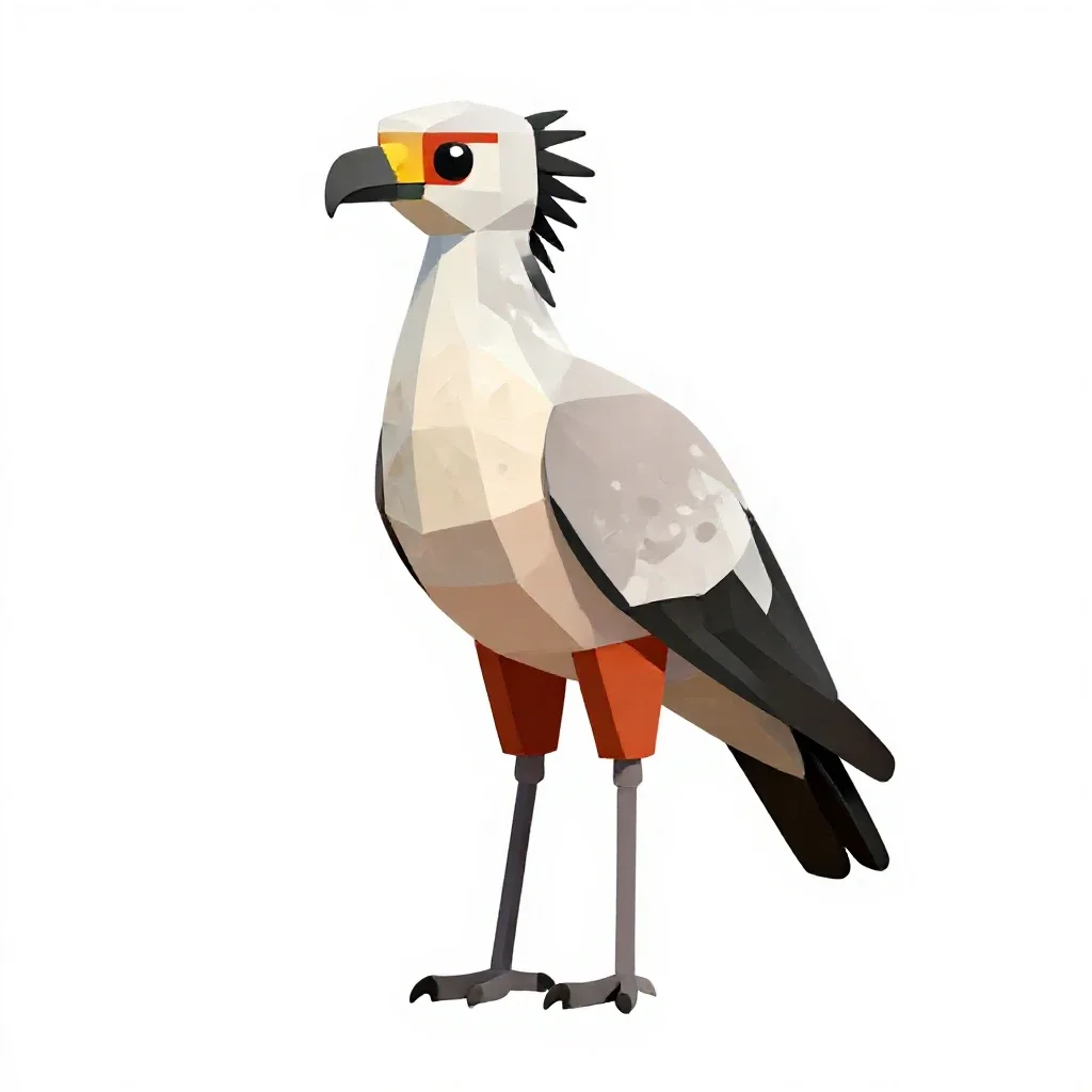 Secretary bird isolated on a white background