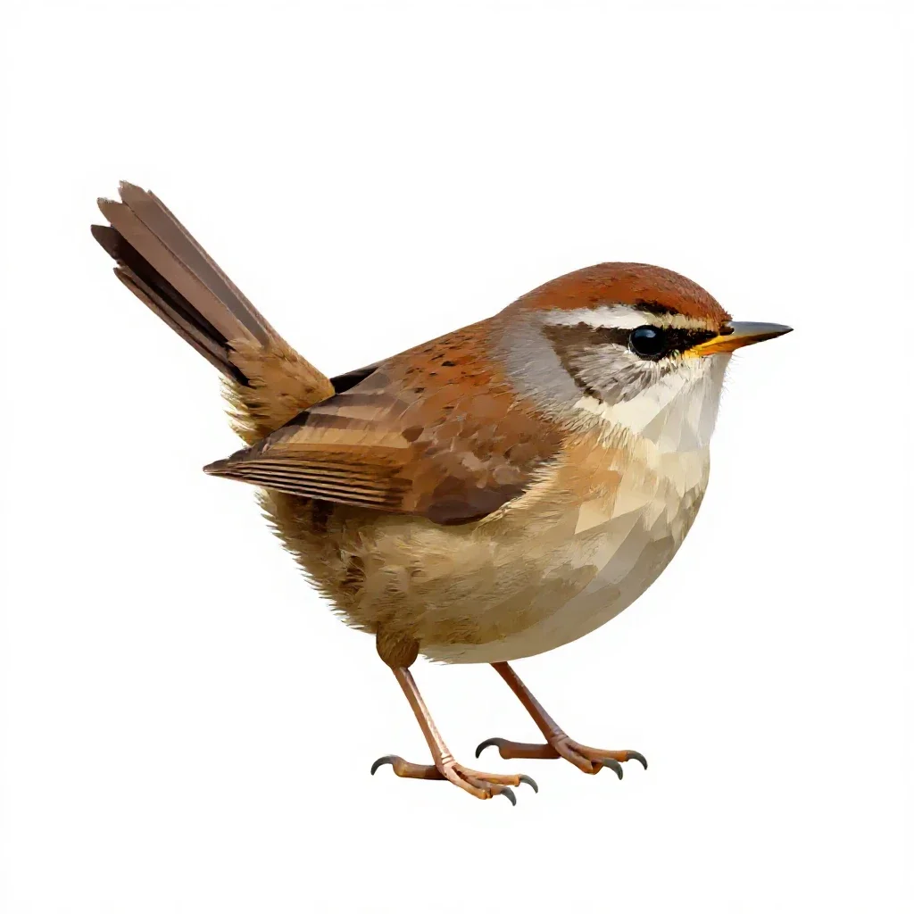 Sedge wren isolated on a white background