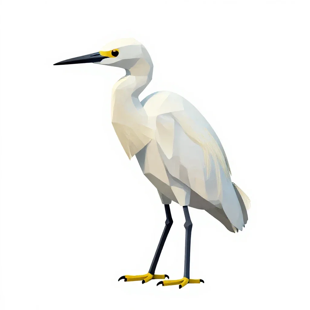 Snowy egret isolated on a white background