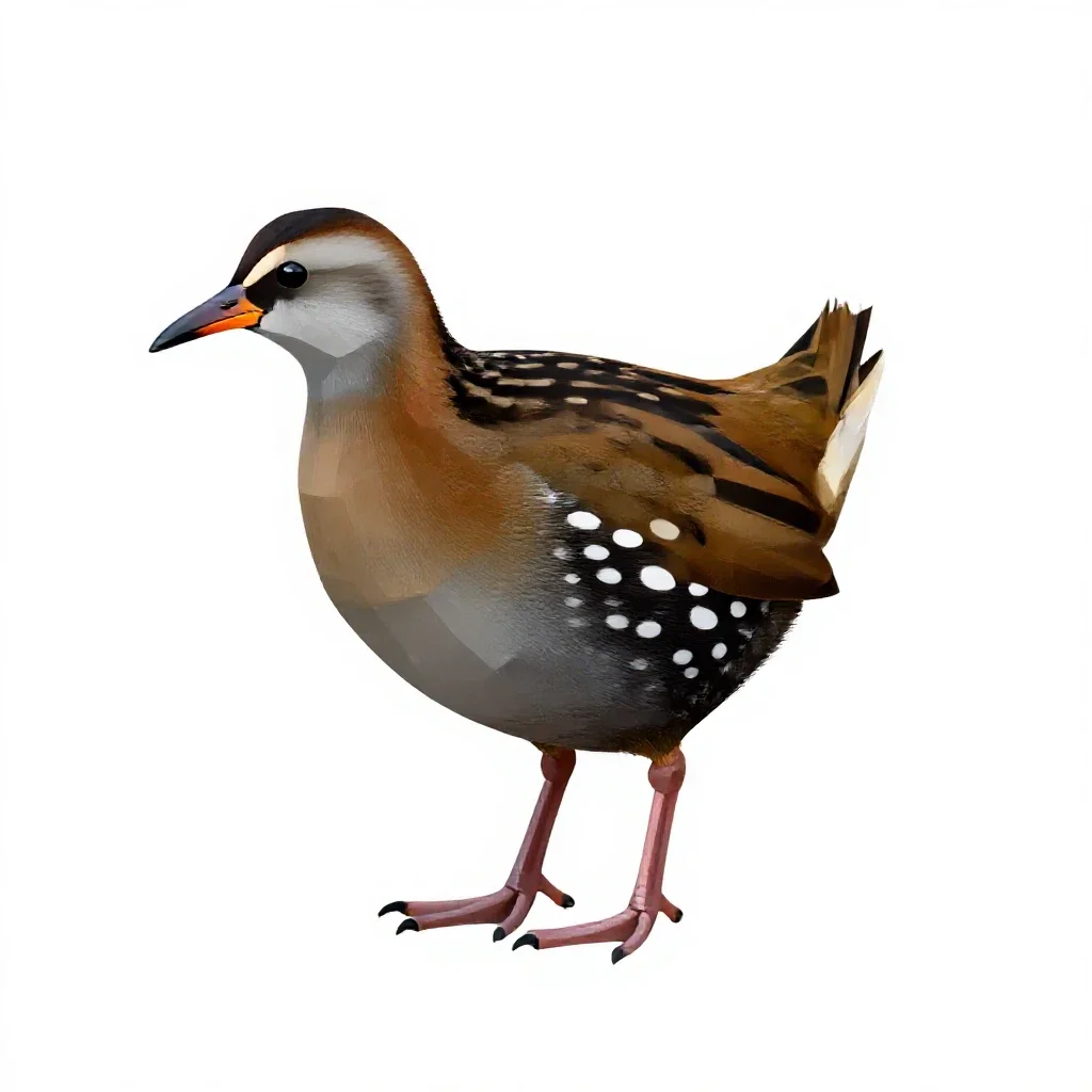 Spotted crake isolated on a white background