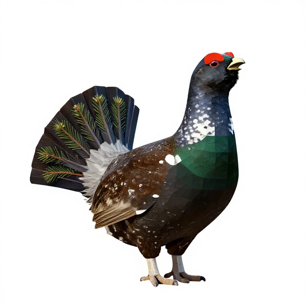 Spruce grouse isolated on a white background