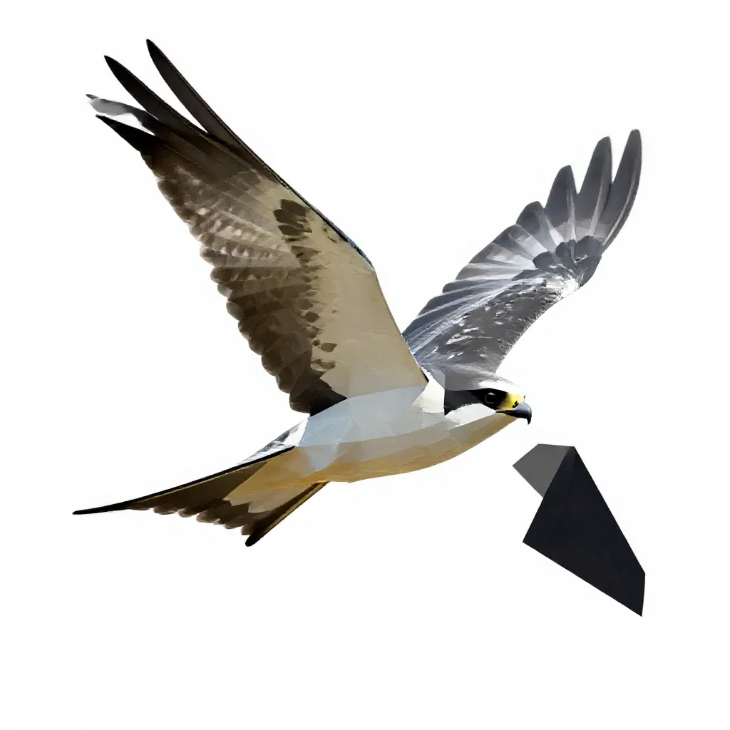 Swallow-tailed kite isolated on a white background