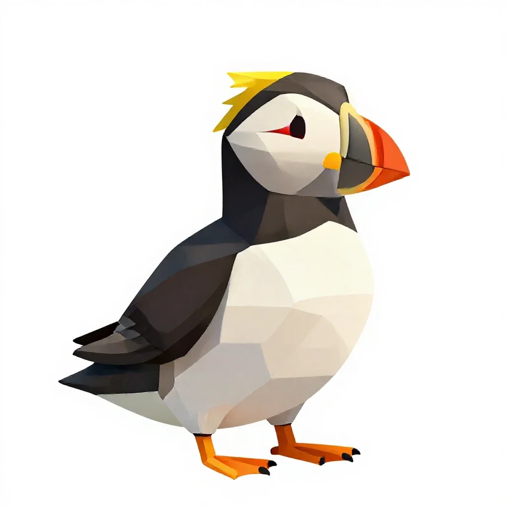 Tufted puffin isolated on a white background
