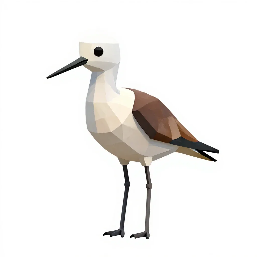 White-headed stilt isolated on a white background