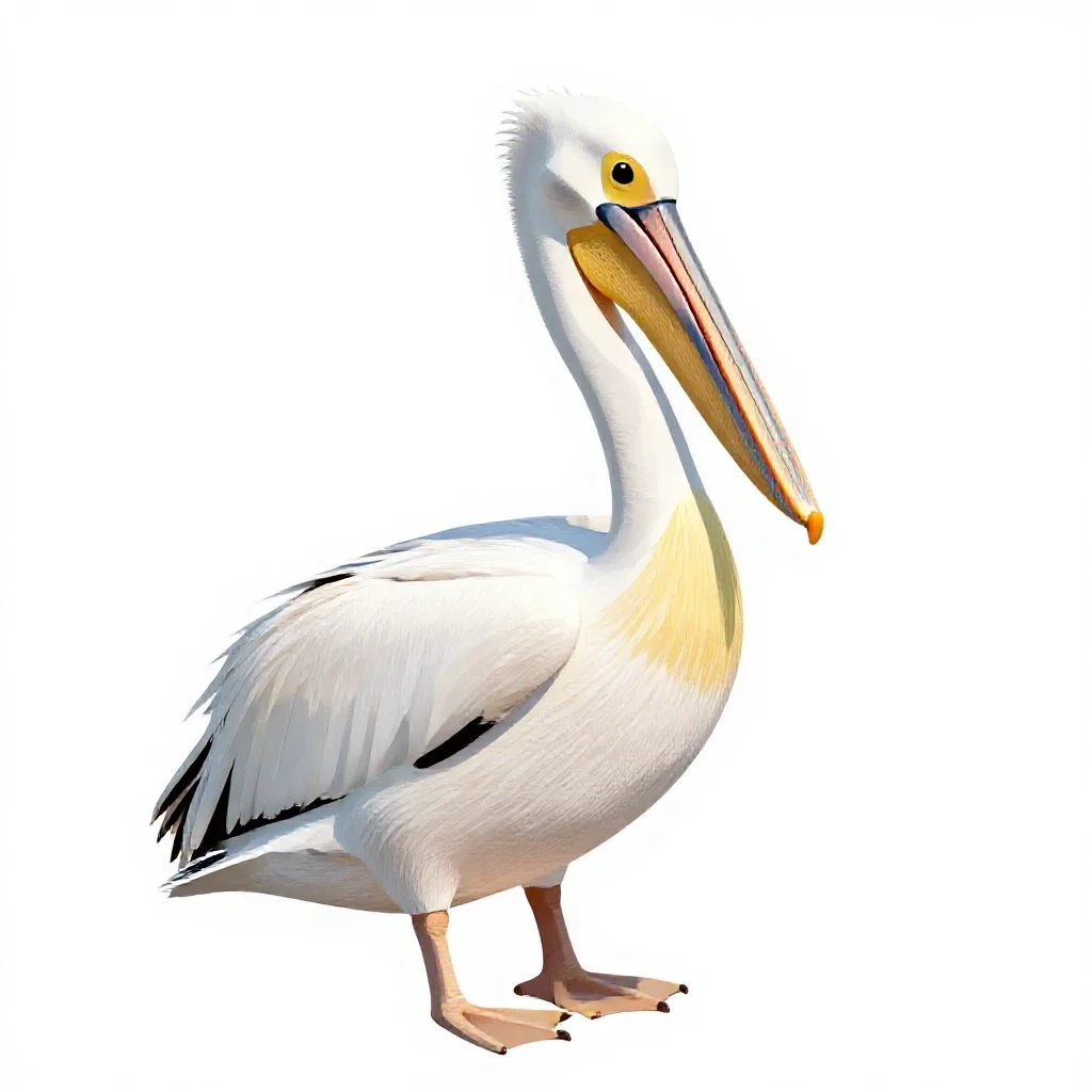 White pelican isolated on a white background