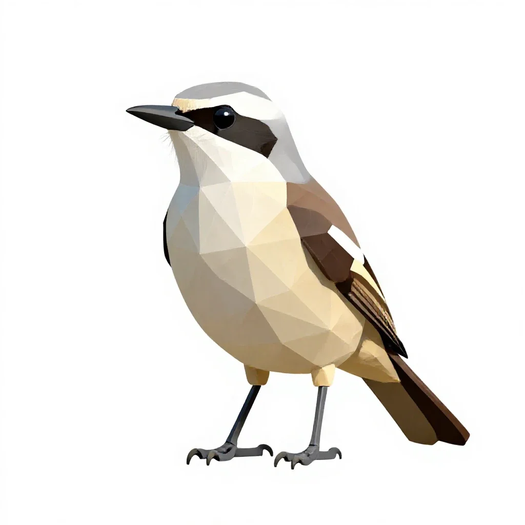 White-rumped shrike isolated on a white background
