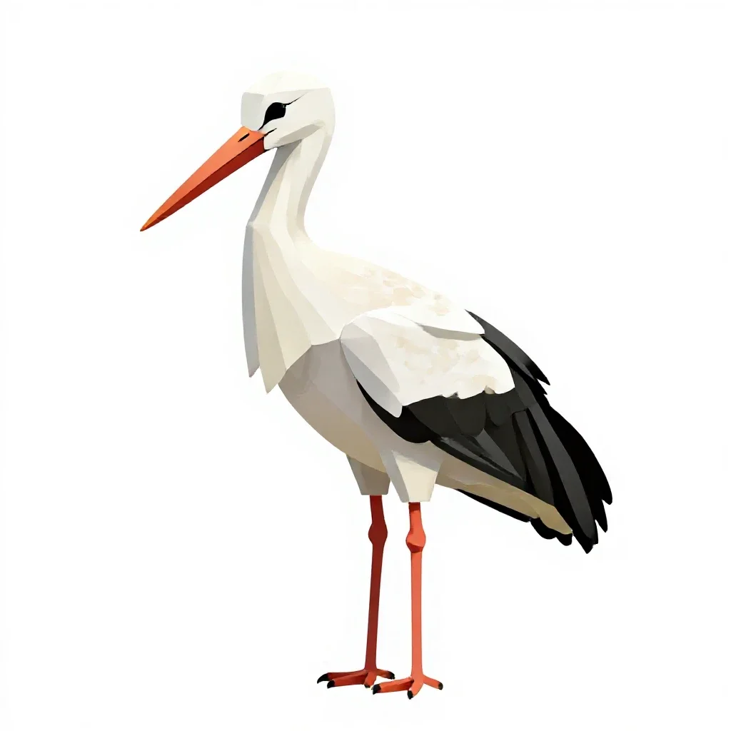 White stork isolated on a white background
