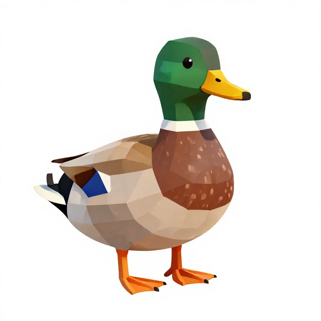Wild duck isolated on a white background