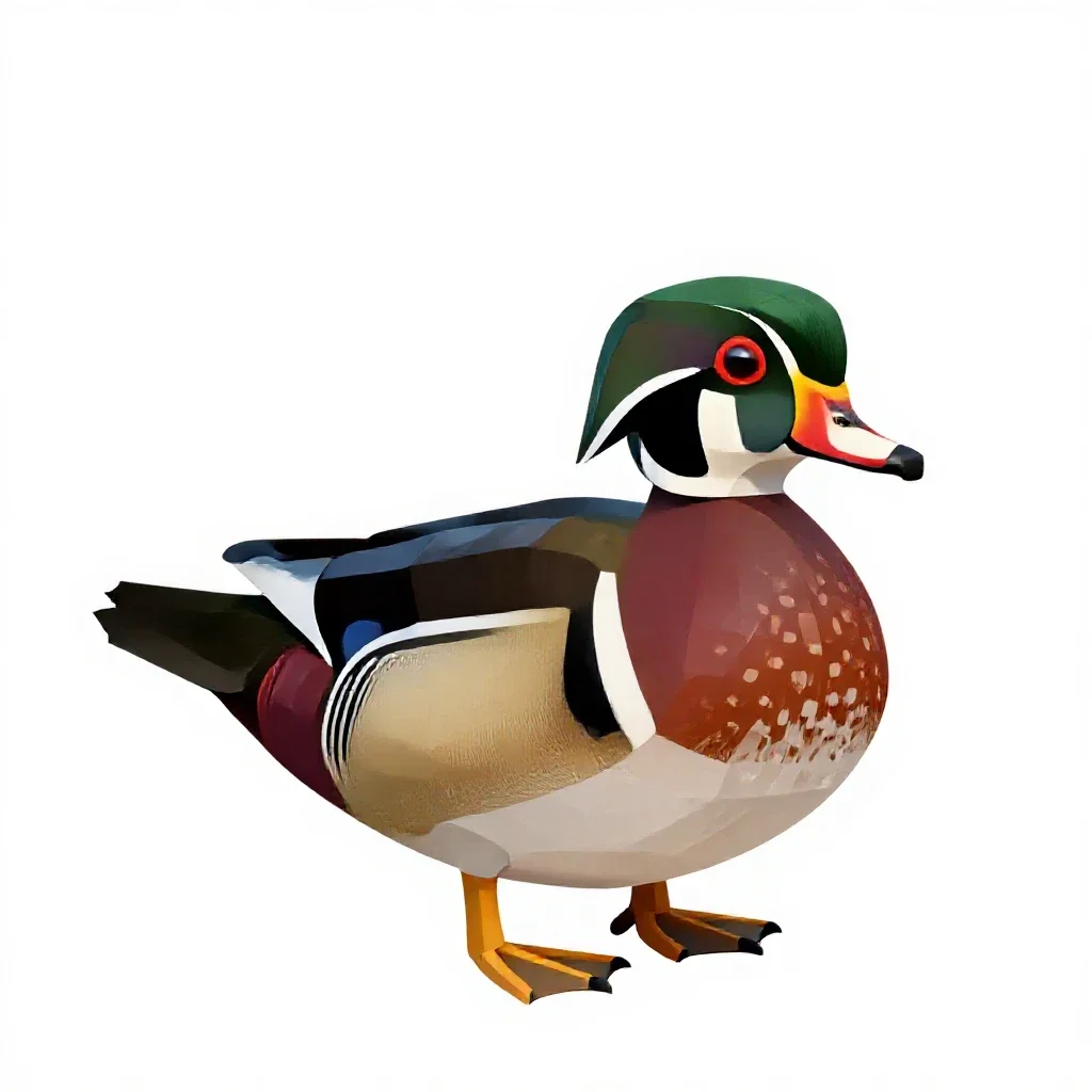 Wood duck isolated on a white background