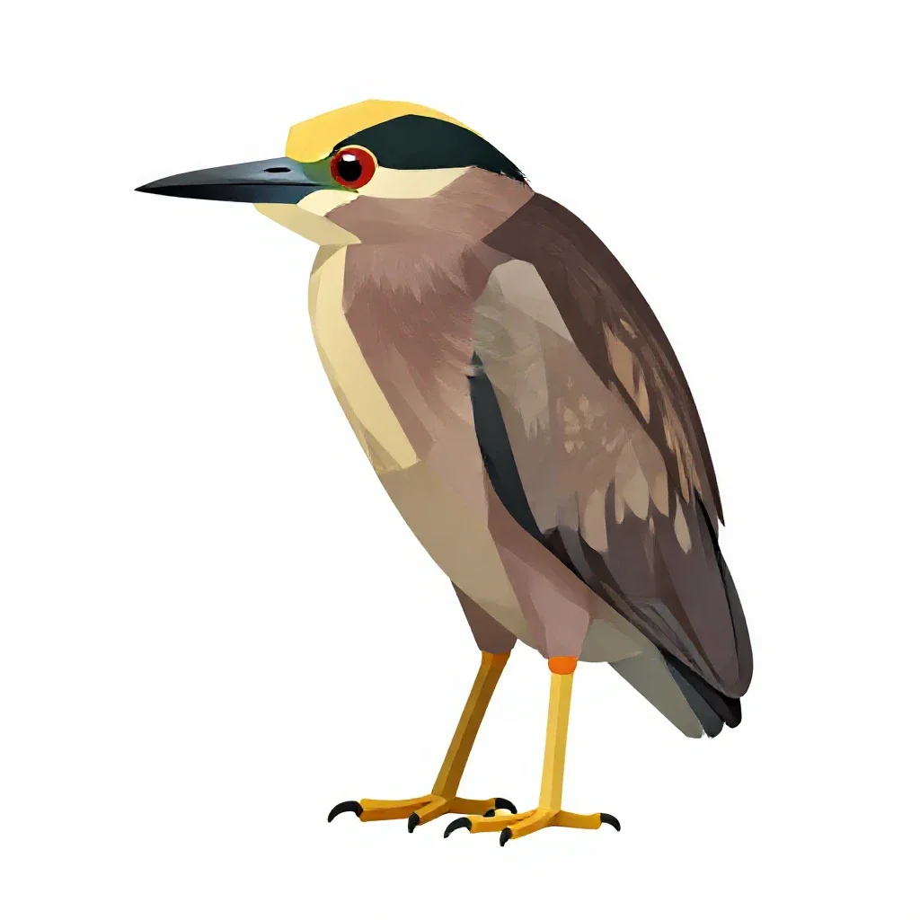 Yellow-crowned night heron isolated on a white background