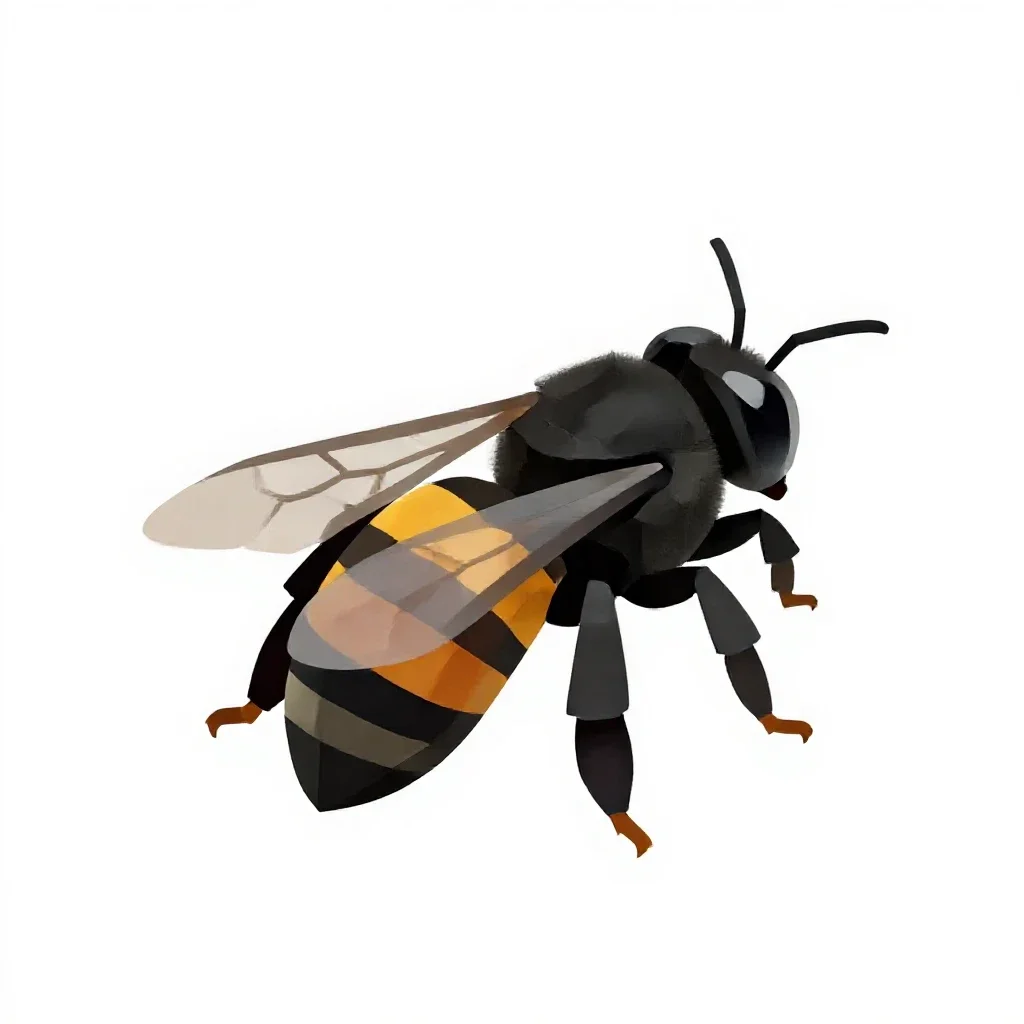 Black bee isolated on a white background