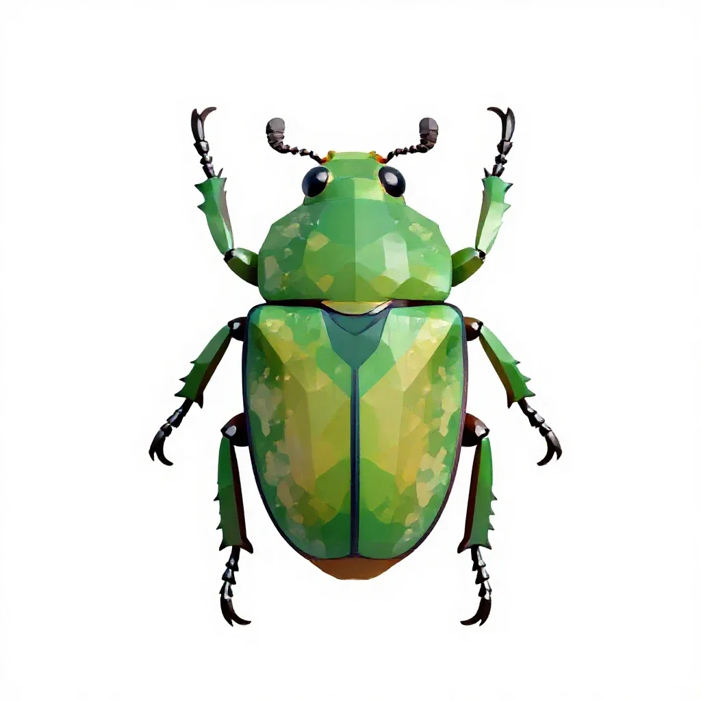 Green June beetle isolated on a white background
