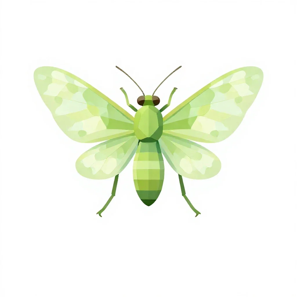 Green lacewing isolated on a white background