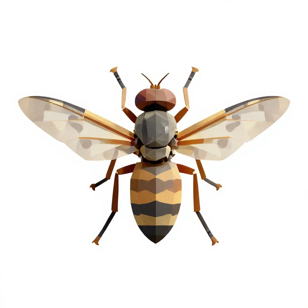 Hanging fly isolated on a white background