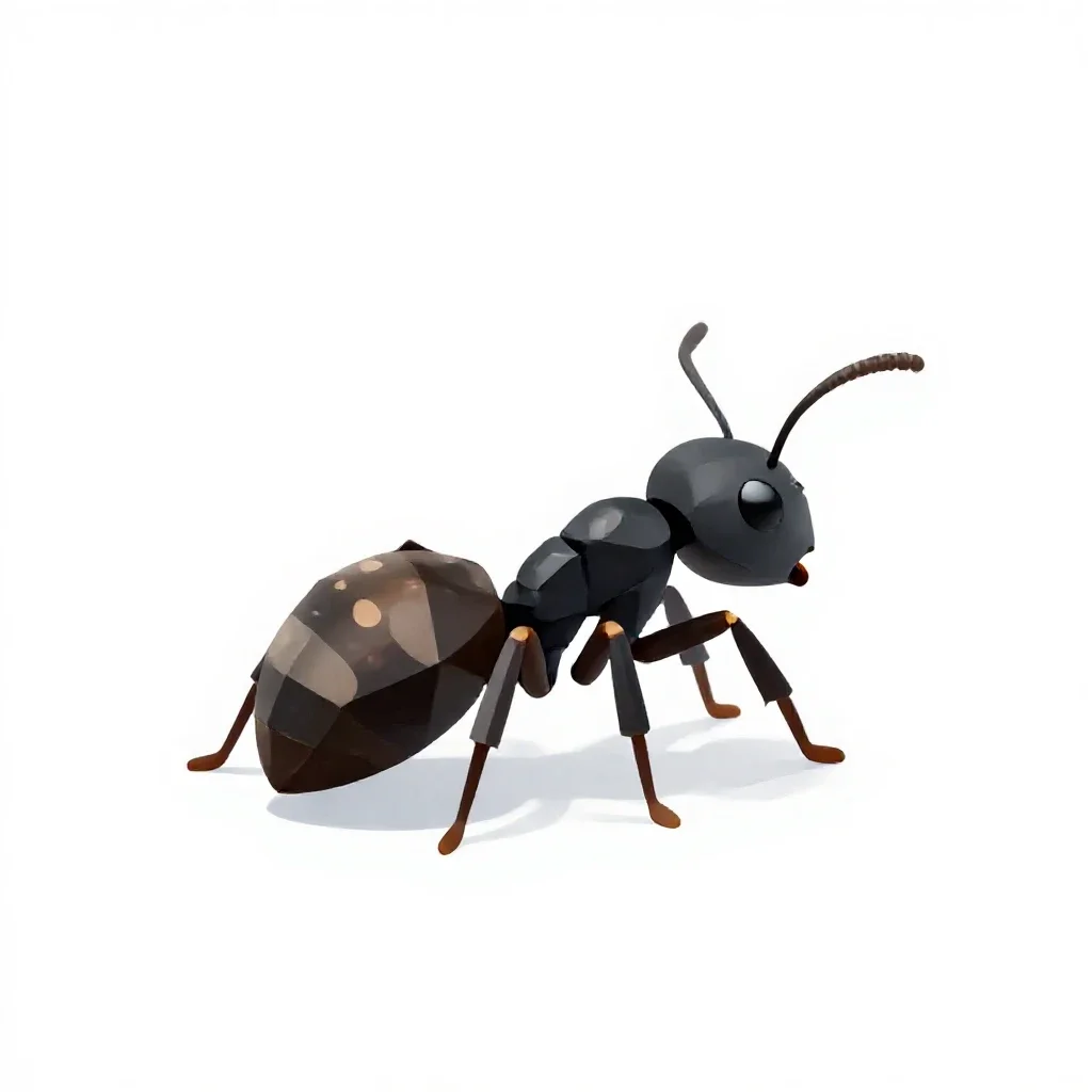 Little black ant isolated on a white background