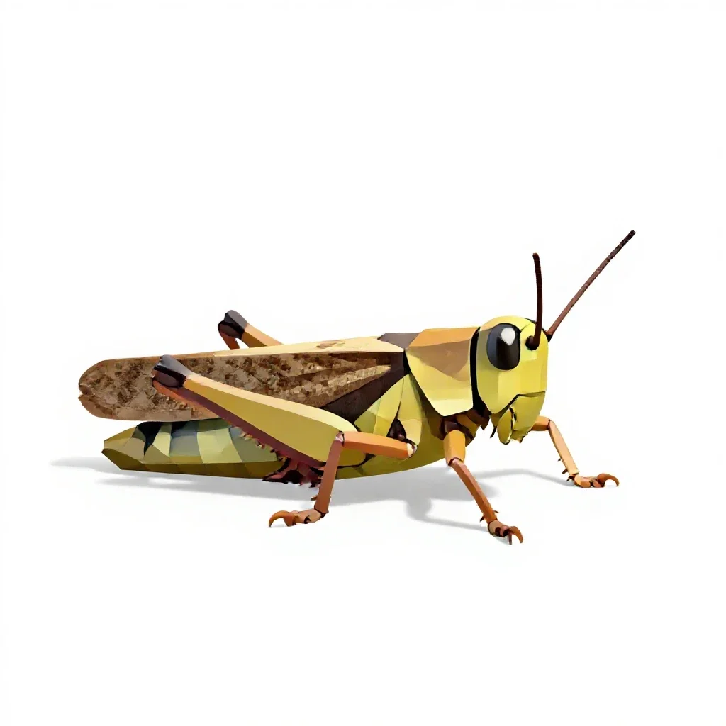 Long-horned grasshopper isolated on a white background