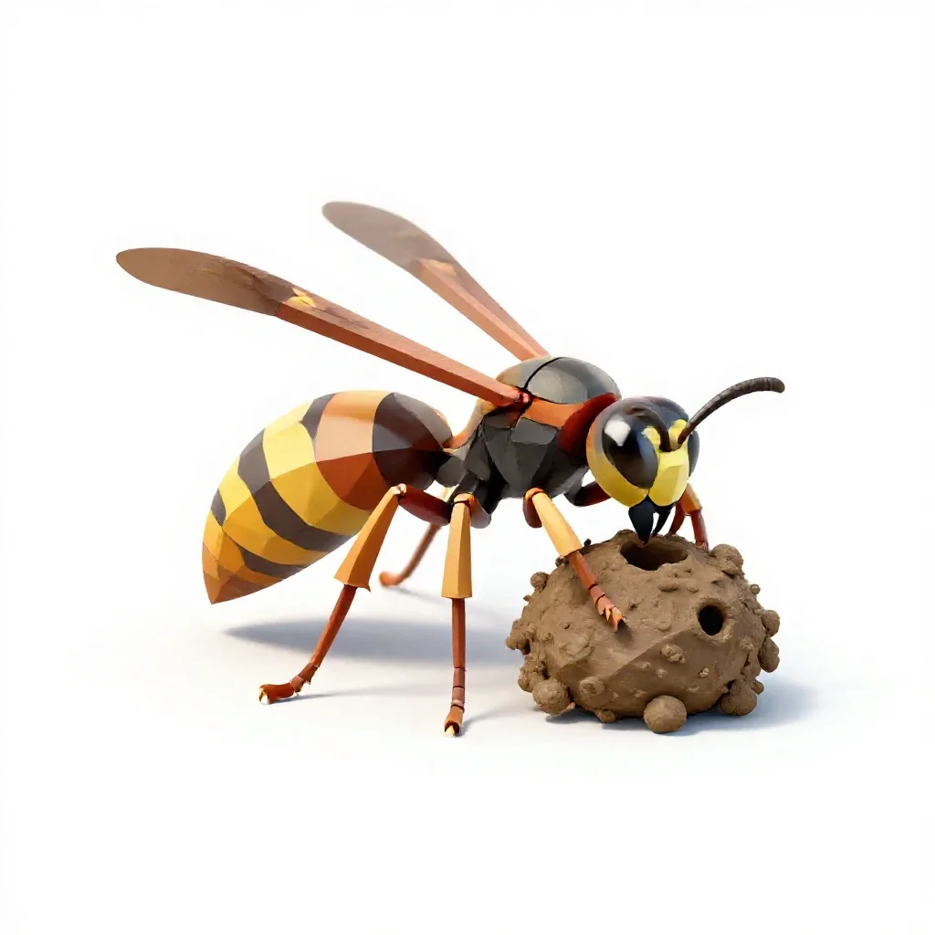 Mason wasp isolated on a white background