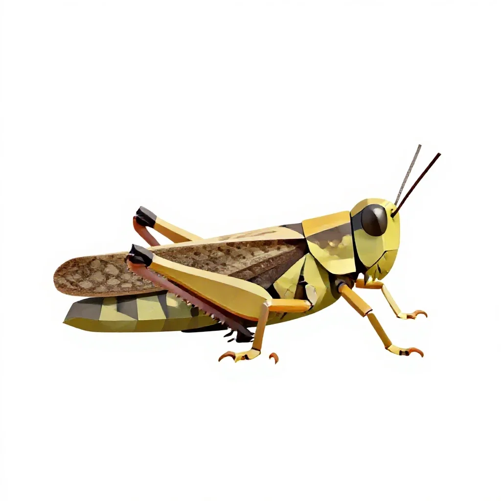 Migratory grasshopper isolated on a white background