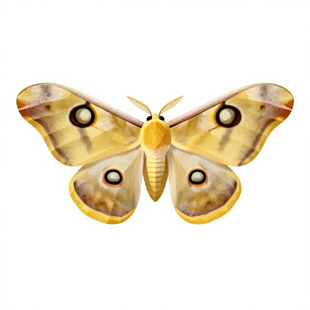 Polyphemus moth isolated on a white background