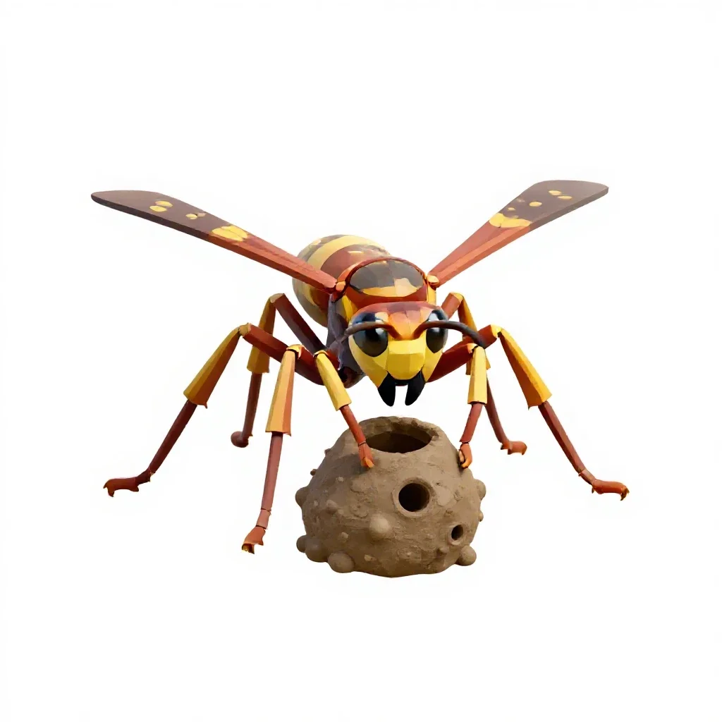Potter wasp isolated on a white background