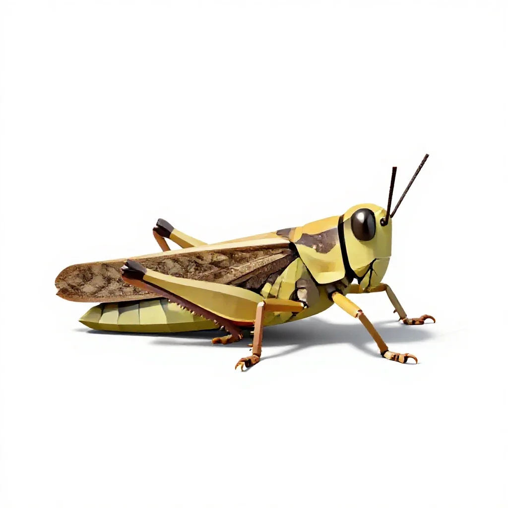 Short-horned grasshopper isolated on a white background