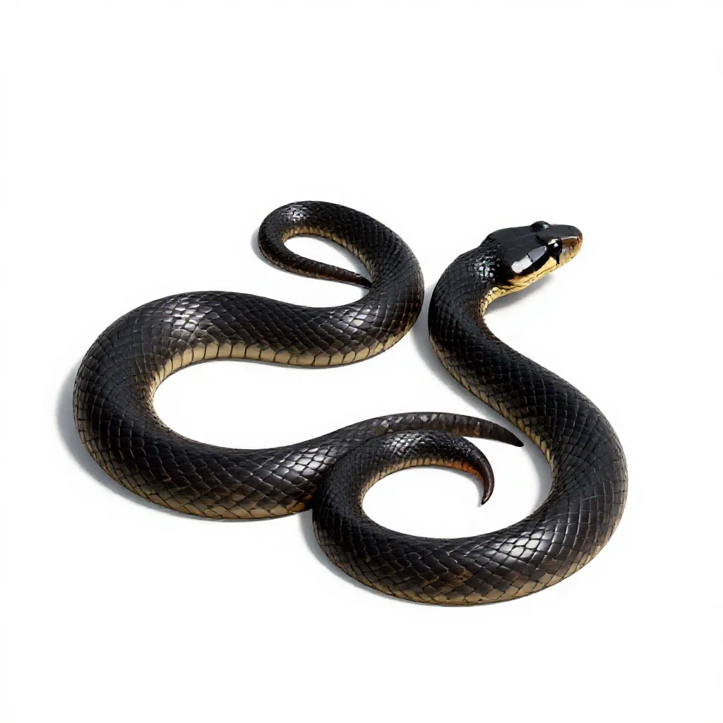 Black rat snake isolated on a white background