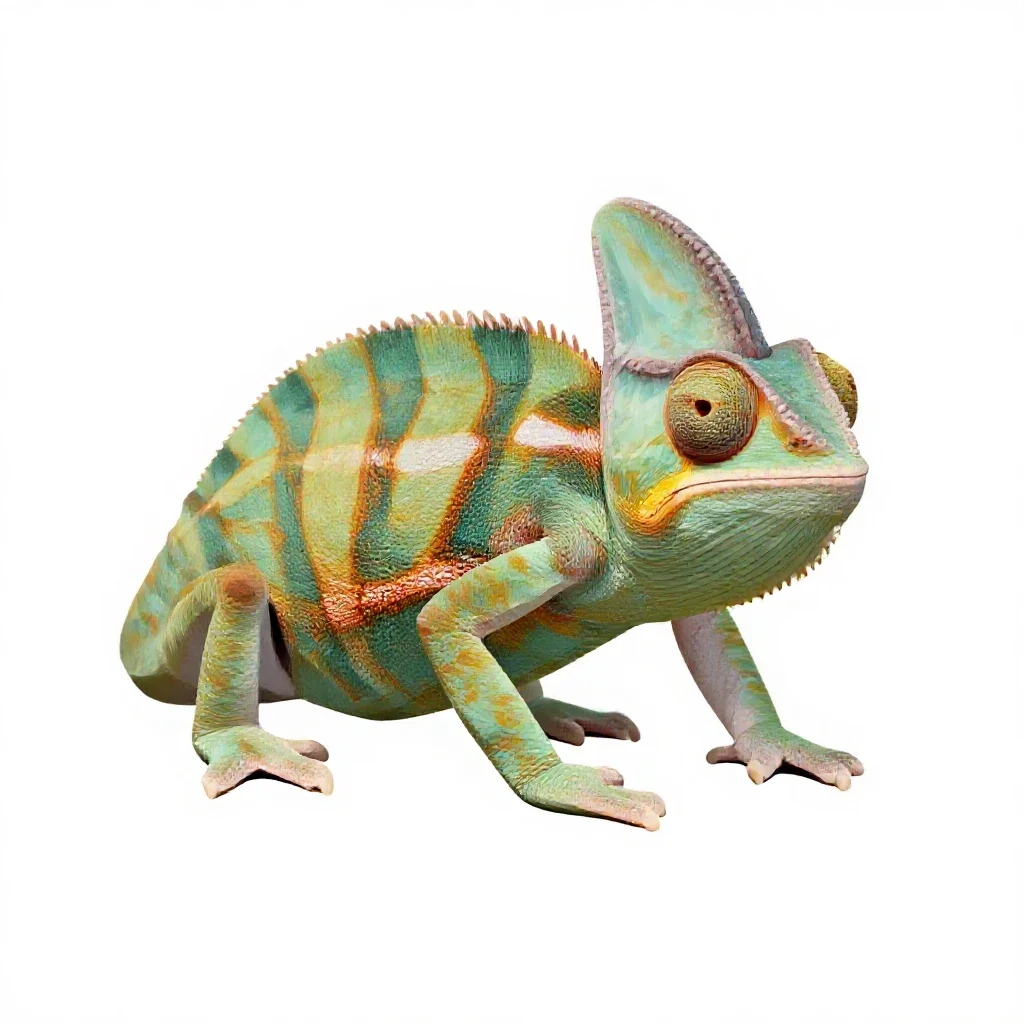 Chameleon tree frog isolated on a white background