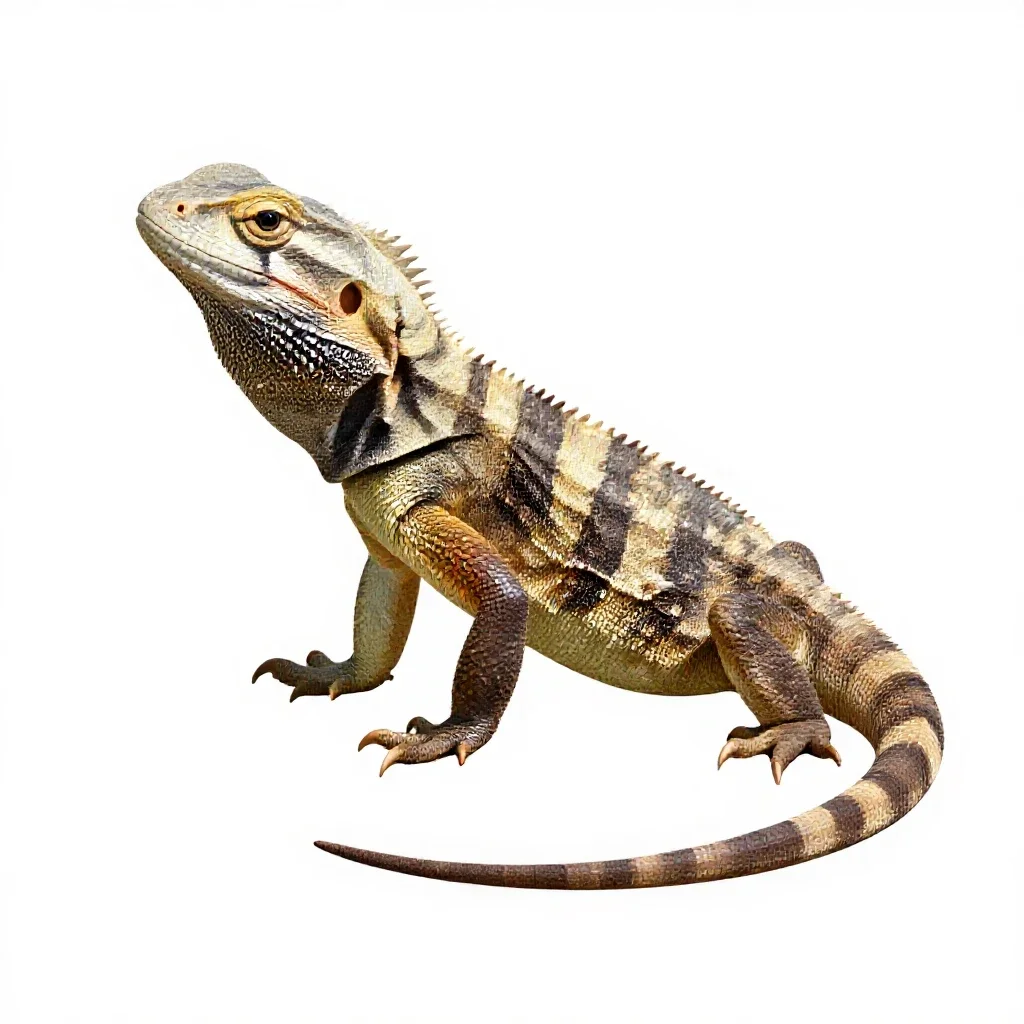 Frilled lizard isolated on a white background