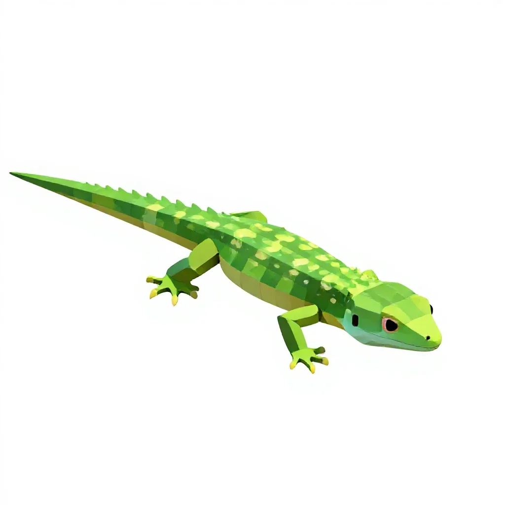 Green lizard isolated on a white background