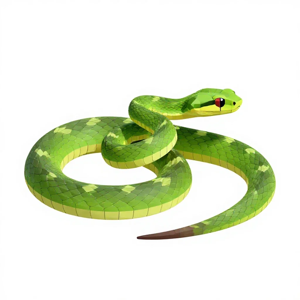 Green snake isolated on a white background