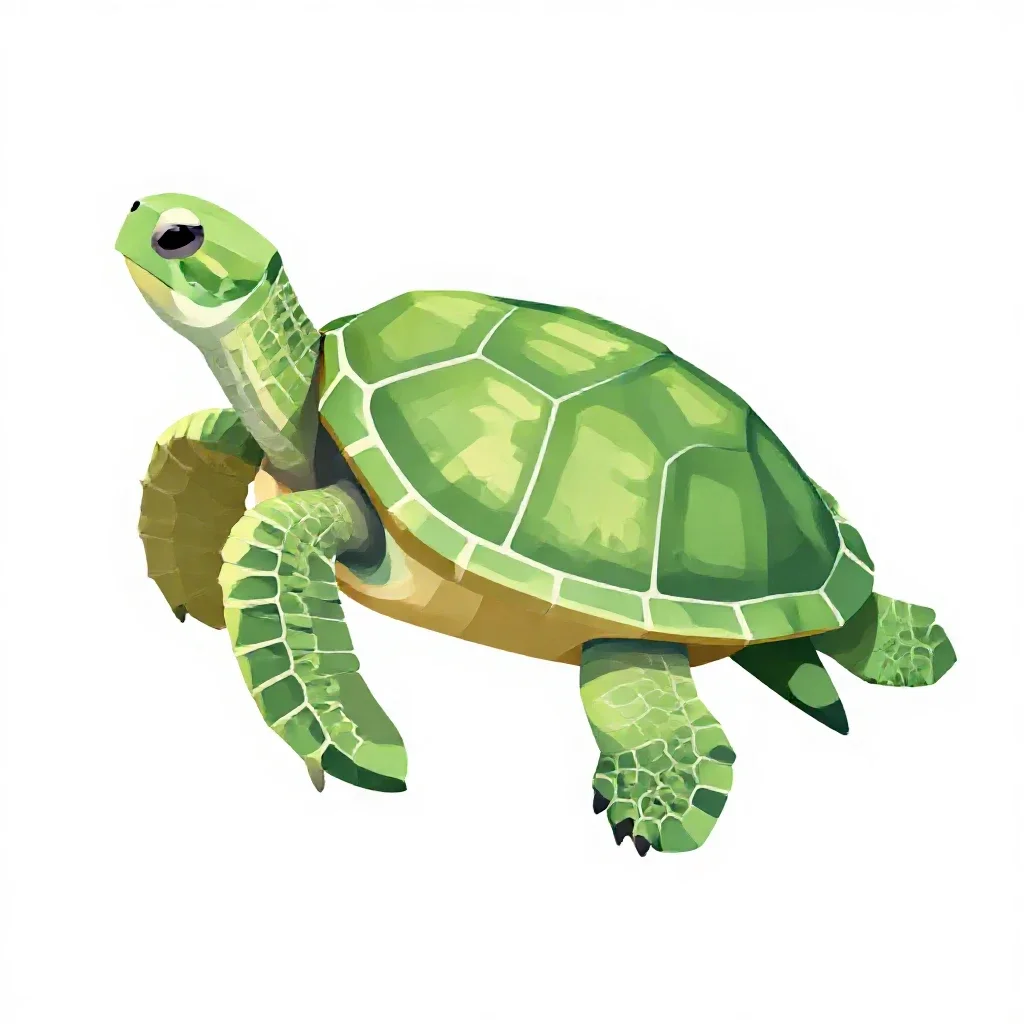 Green turtle isolated on a white background
