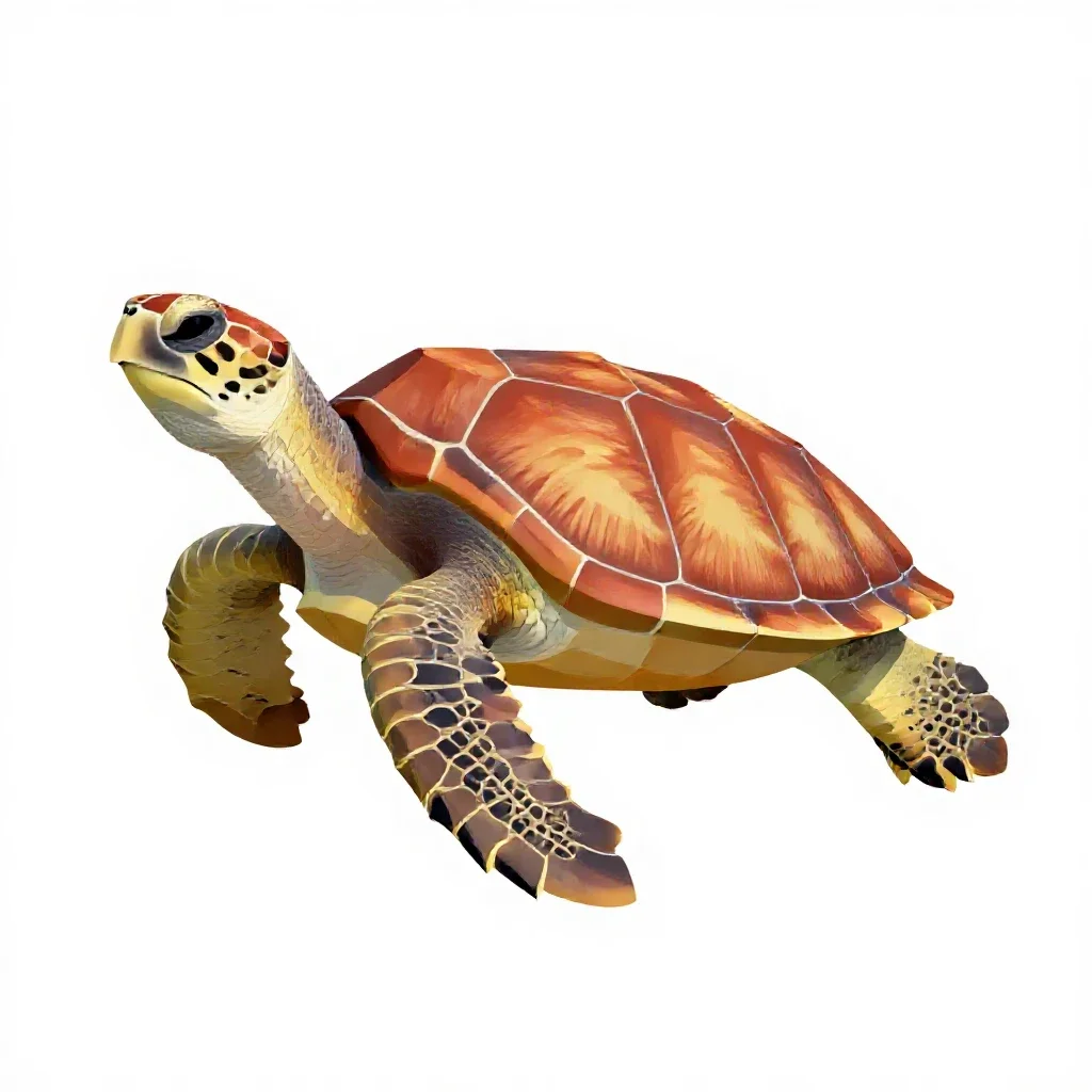 Hawksbill turtle isolated on a white background