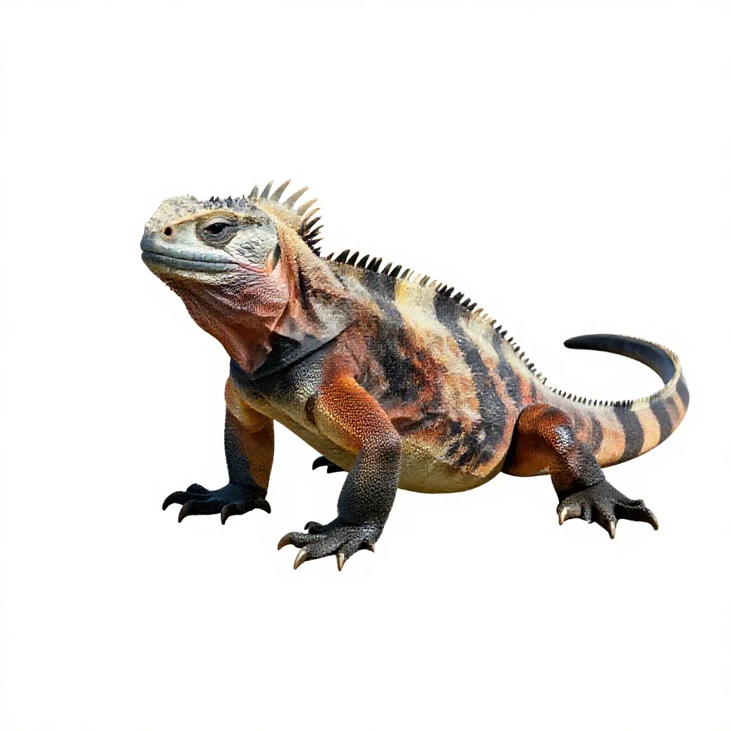 Marine iguana isolated on a white background