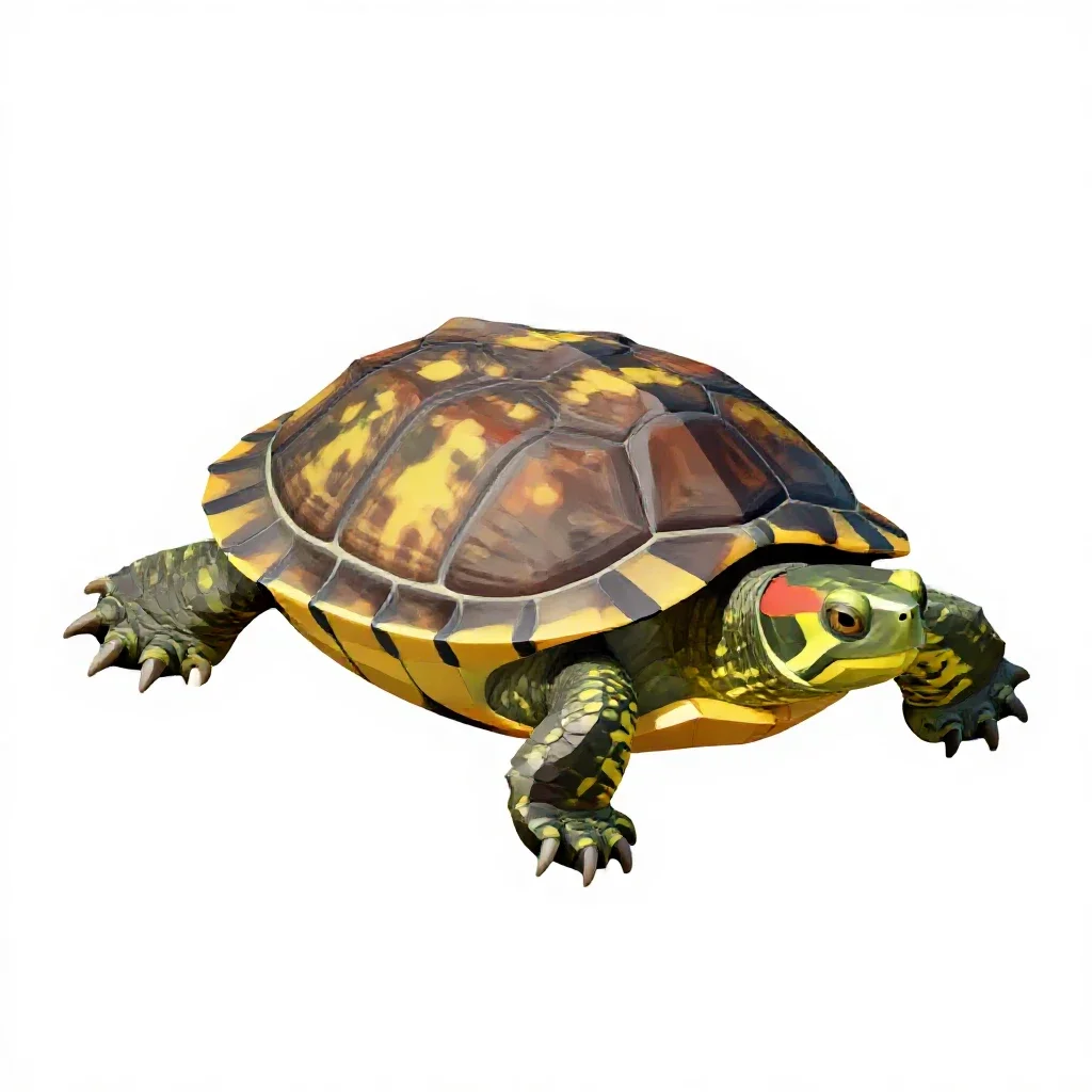 Painted turtle isolated on a white background