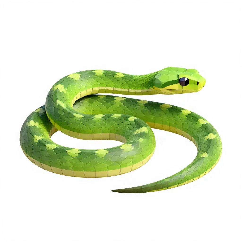 Smooth green snake isolated on a white background