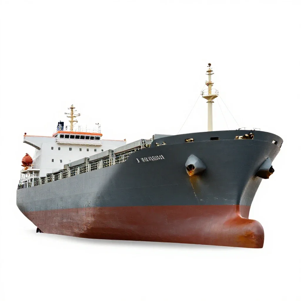 Cargo ship isolated on a white background