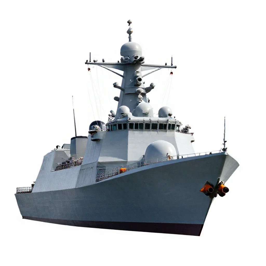 Guided missile frigate isolated on a white background