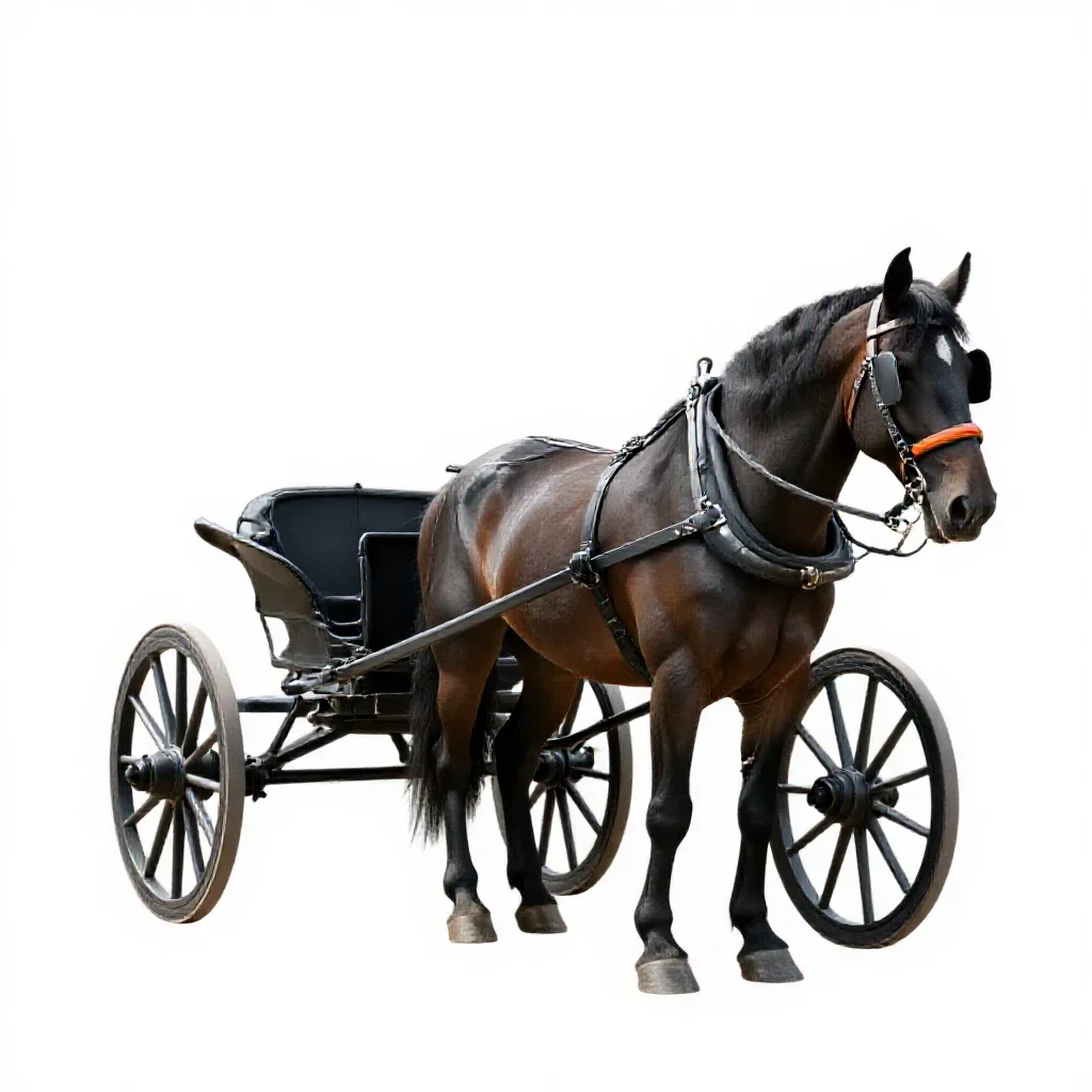 Horse-drawn vehicle isolated on a white background