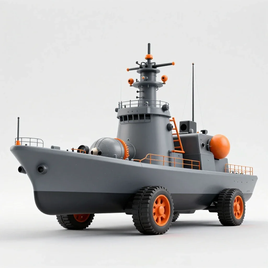 Nuclear-powered ship isolated on a white background