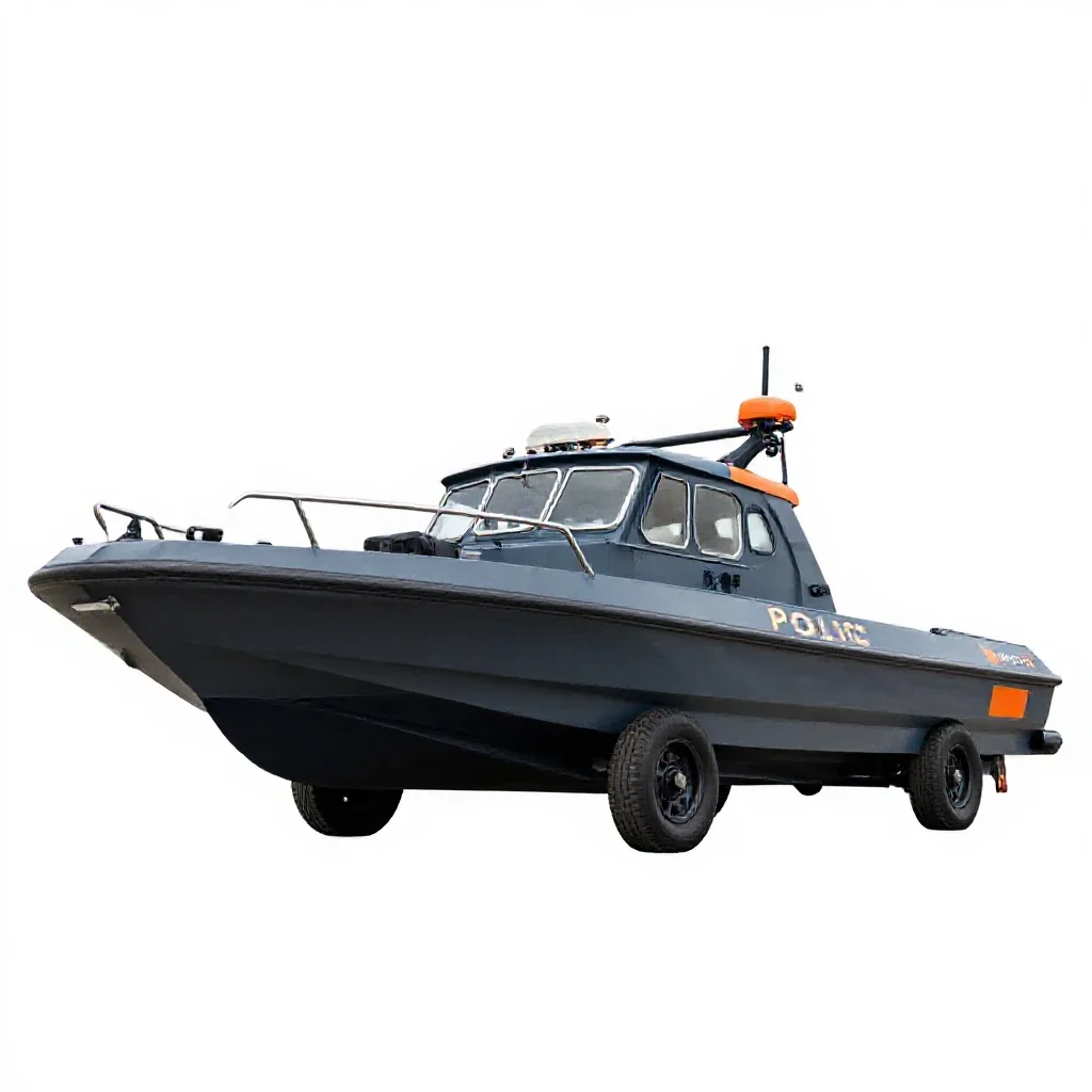 Police boat isolated on a white background