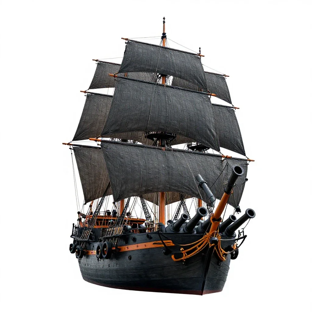 Sailing warship isolated on a white background
